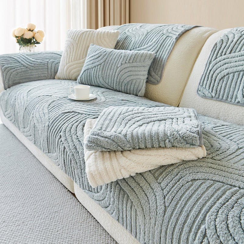 Textured Non-Slip Sofa Throw - Wave Pattern, Multiple Colors, Ideal Throw Blanket for Couch 3