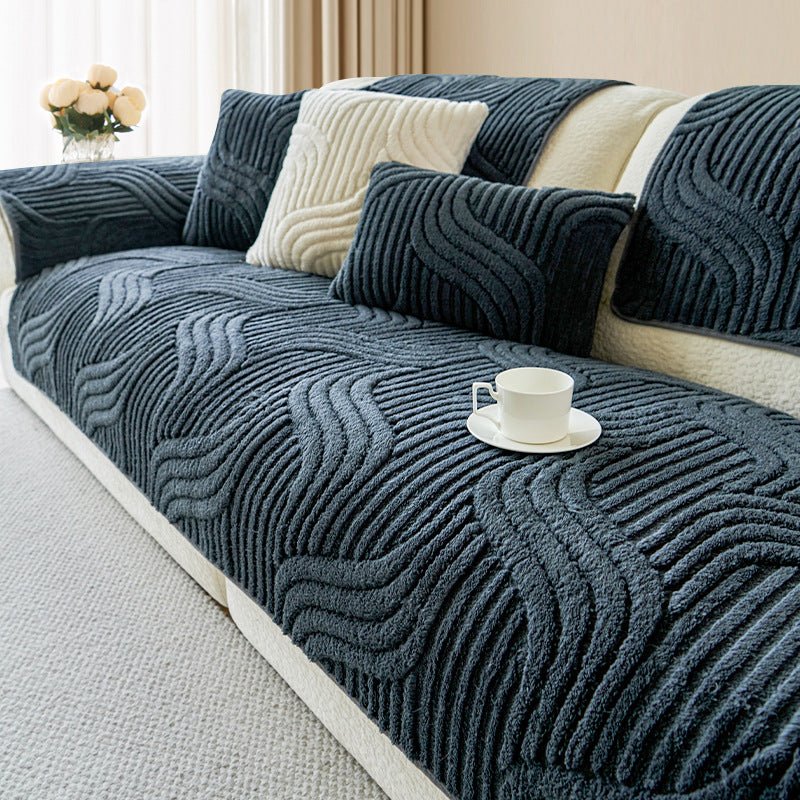 Textured Non-Slip Sofa Throw - Wave Pattern, Multiple Colors, Ideal Throw Blanket for Couch 4