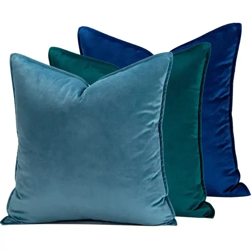 Velvet Cushion Cover with Flannel Edge - Soft Luxe Fabric, European Design, Multiple Sizes for Couch & Sofa 1