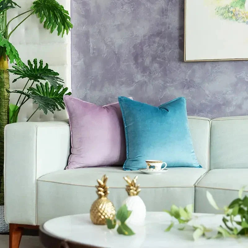 Velvet Cushion Cover with Flannel Edge - Soft Luxe Fabric, European Design, Multiple Sizes for Couch & Sofa 2