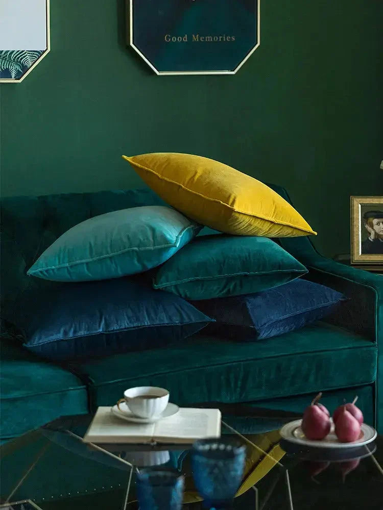 Velvet Cushion Cover with Flannel Edge - Soft Luxe Fabric, European Design, Multiple Sizes for Couch & Sofa 3