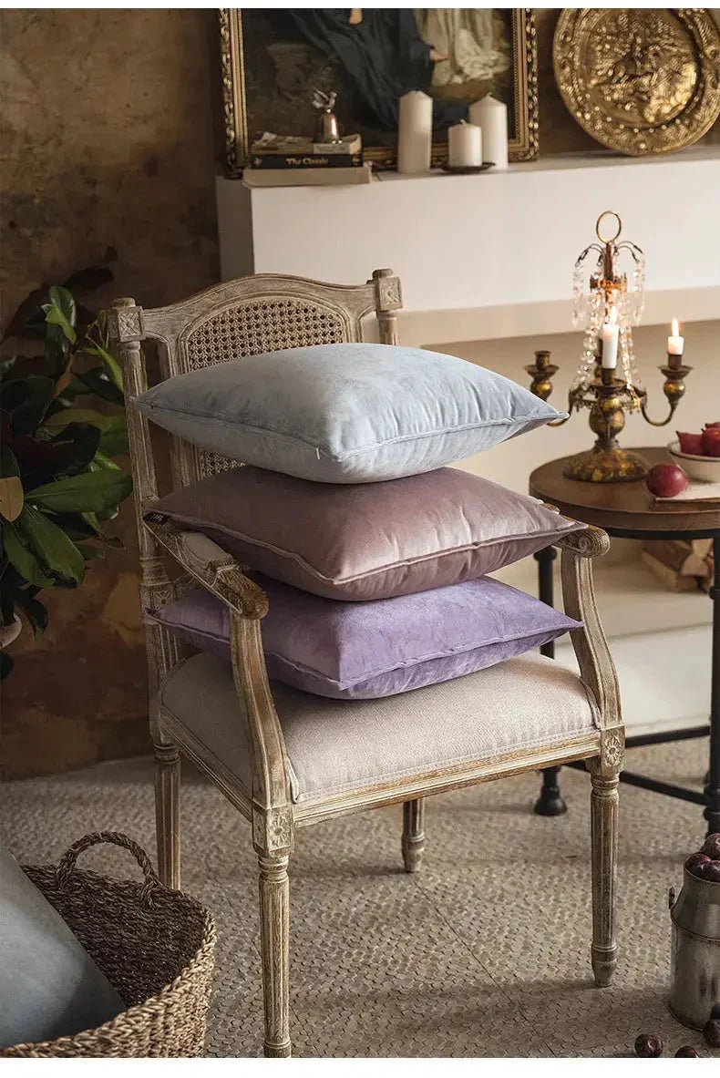 Velvet Cushion Cover with Flannel Edge - Soft Luxe Fabric, European Design, Multiple Sizes for Couch & Sofa 7
