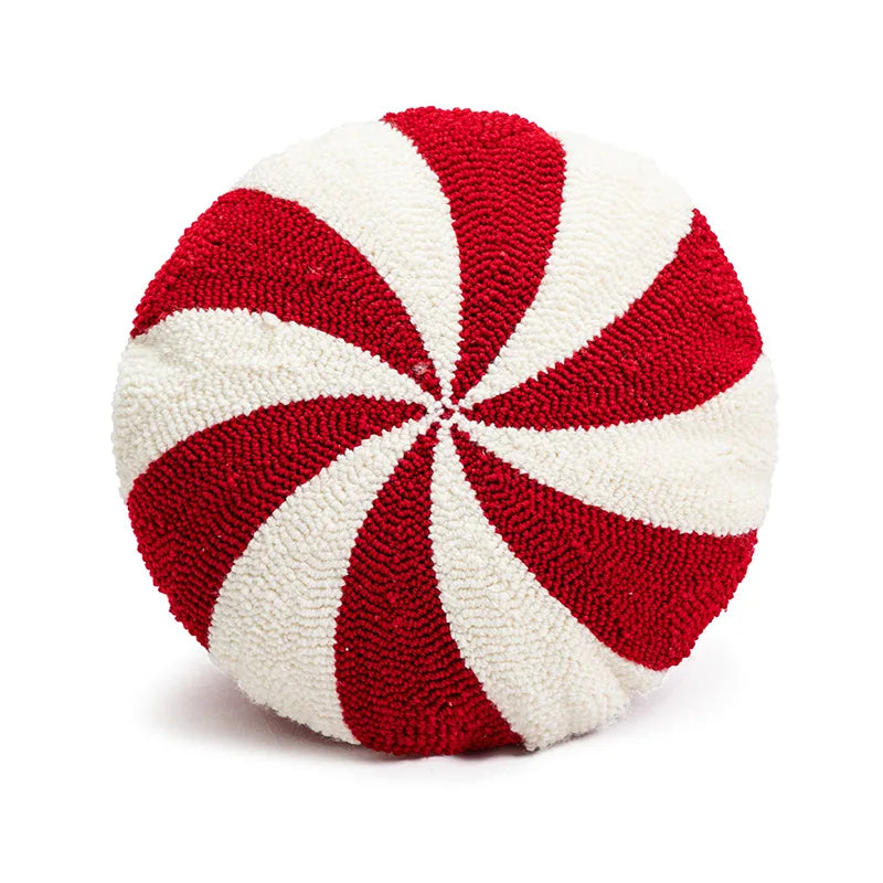 Velvet Decorative Cushion - Red White Candy Cane Pattern, Festive Throw Pillow for Couch & Living Room 7