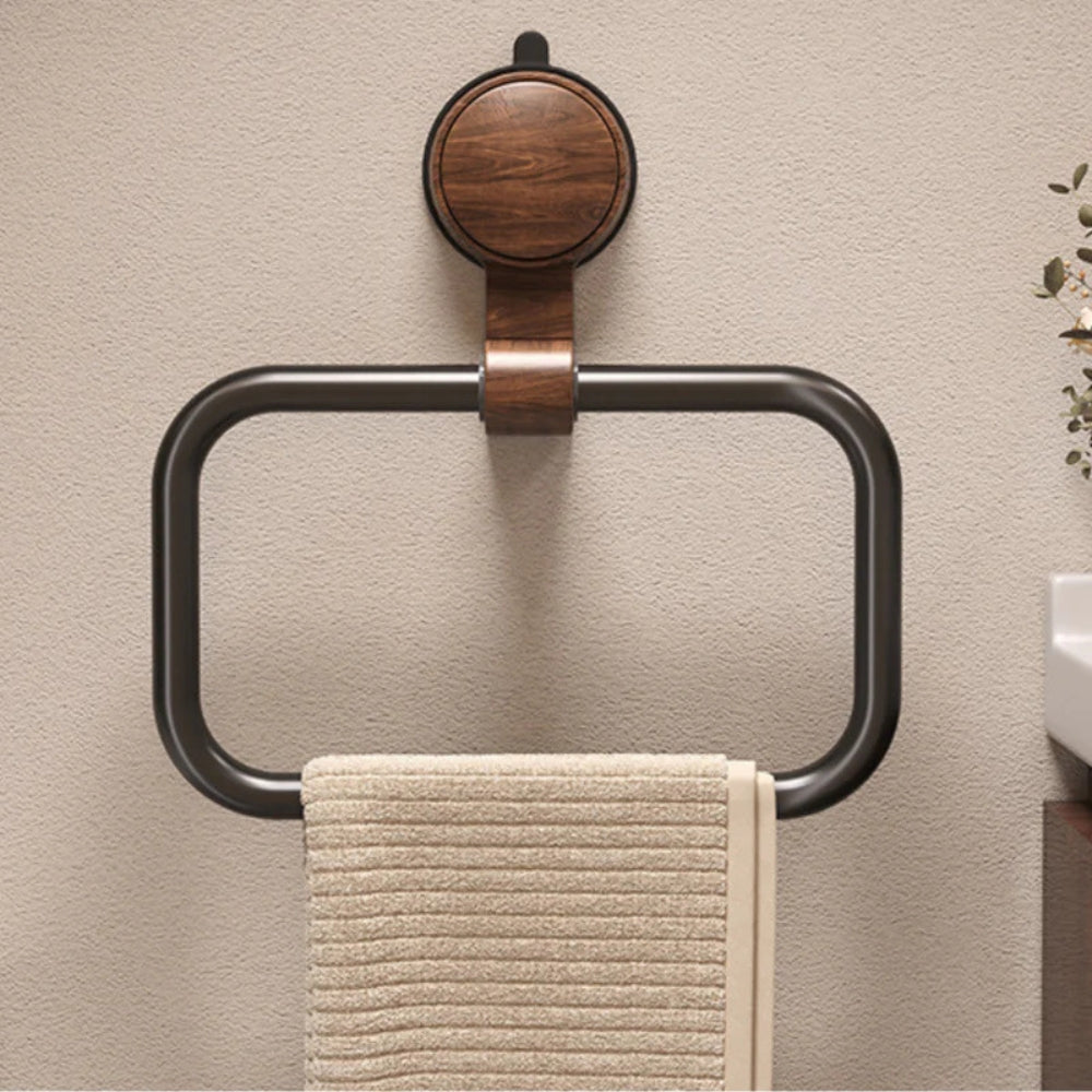 Vero Towel Rack - Walnut-Inspired Design, Removable Suction Base 2