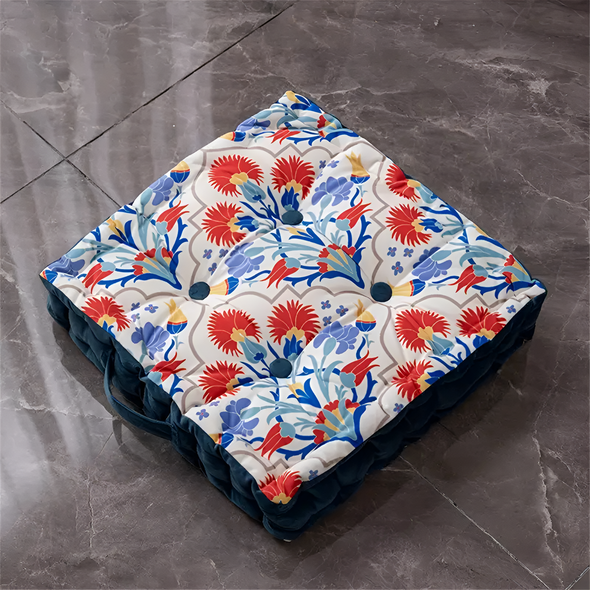 Vinta Floor Cushion - Plush Velvet Tufted Design, Cozy Seating 2