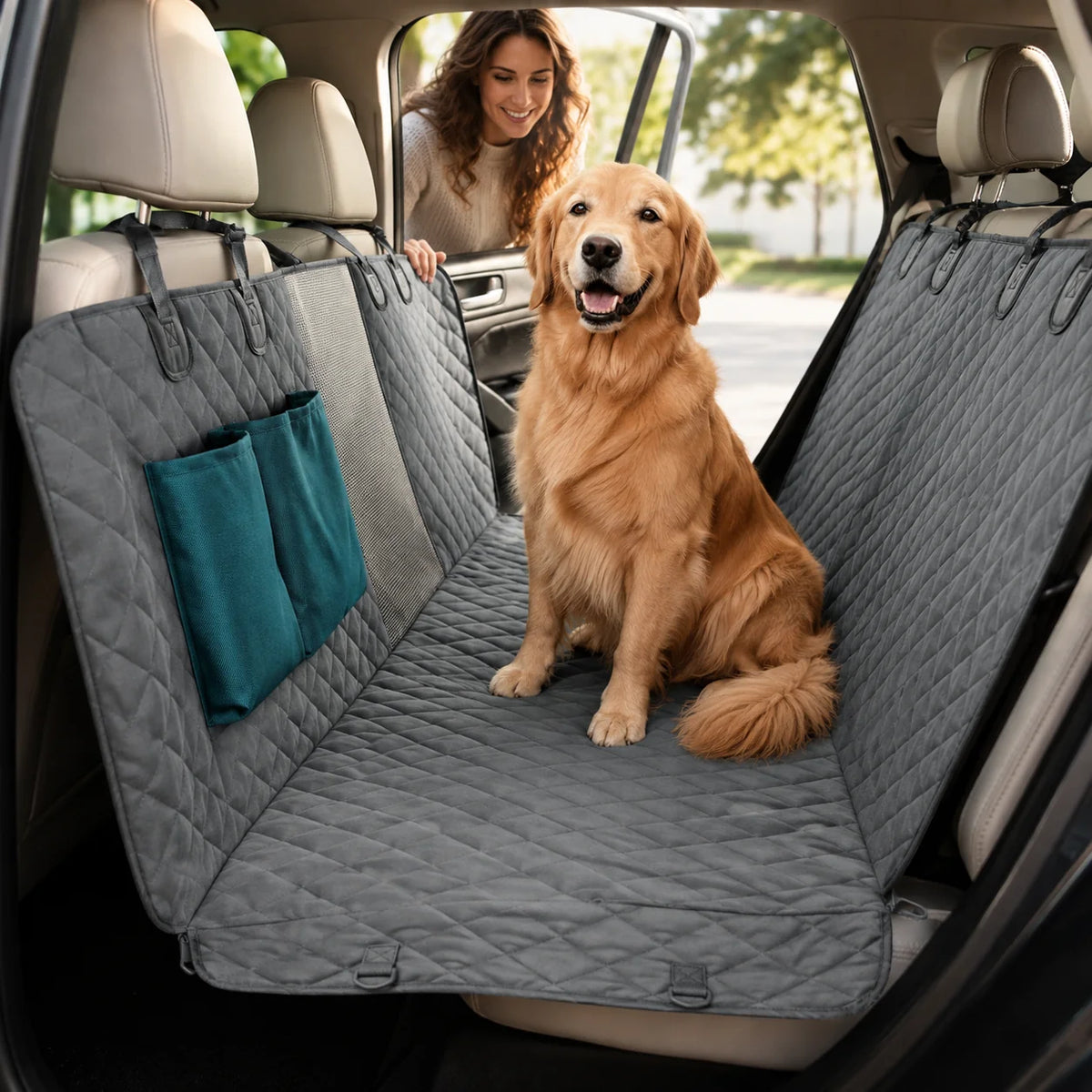 Wexler Dog Car Seat Cover - Waterproof Adjustable Protector, Non-Slip 2