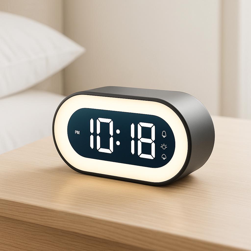 GlowTime Clock – LED Alarm Clock with Night Light – Smart Bedside Essential