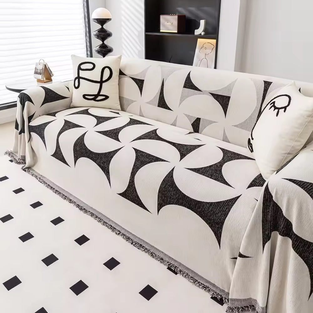 Windsor Sofa Cover - Chenille, Irregular Windmill Design 1