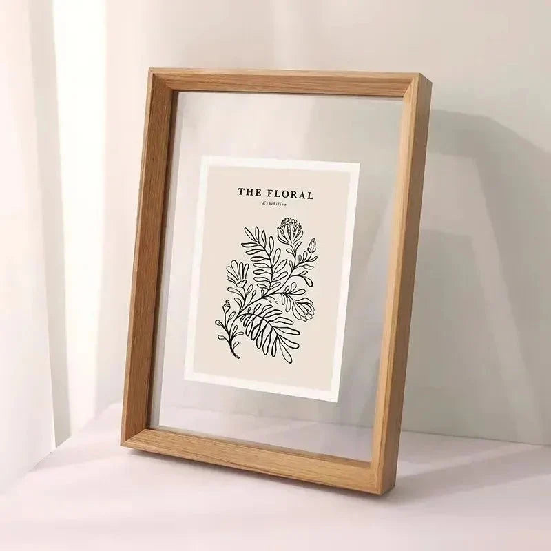 Wooden Floating Photo Frame Double-Sided Glass - Solid Wood, White Border, Wall or Table Display 6