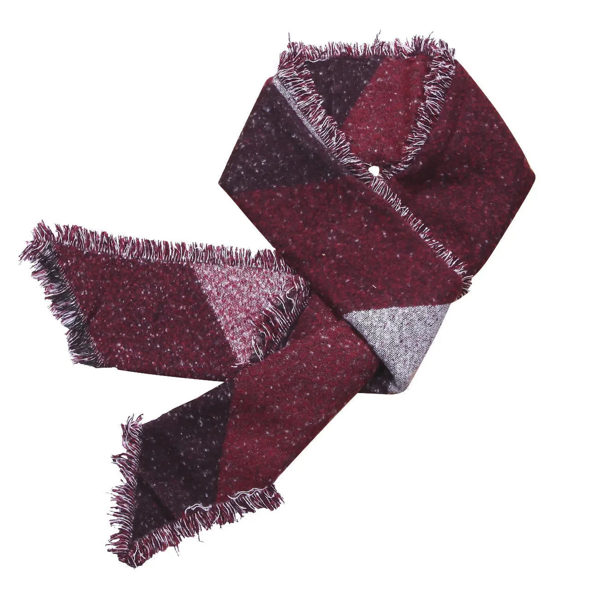 Wool Blend Oversized Scarf for Women - 250x70cm Grey Red Checked Warm Wrap 1