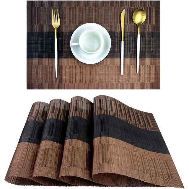 Woven Vinyl Placemats - Washable, Heat Resistant, 30x45 cm, Rectangular, Classic Design 0