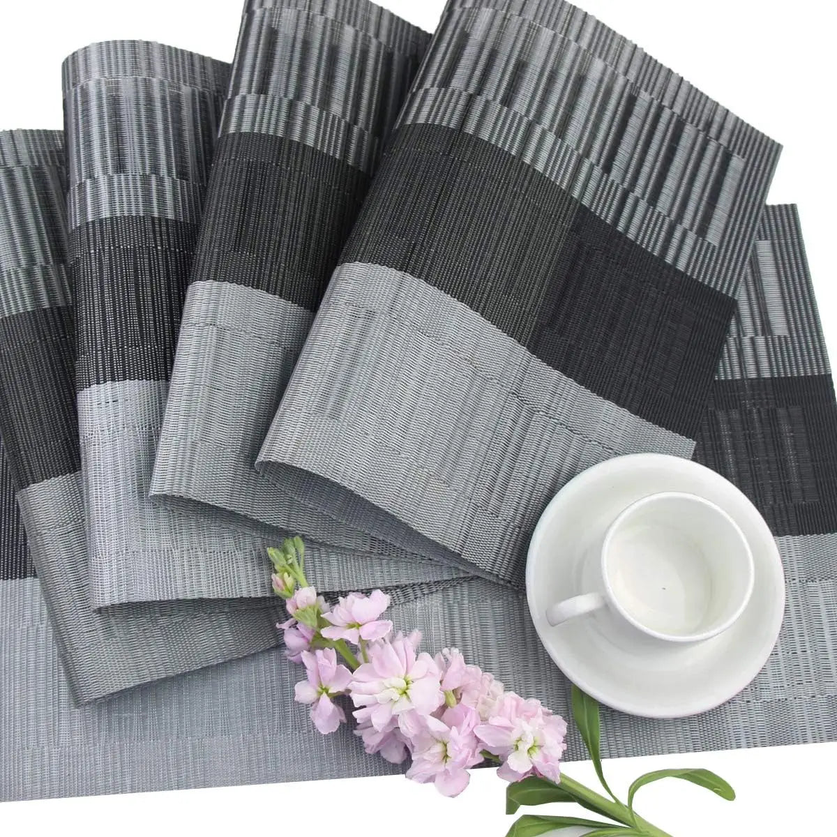 Woven Vinyl Placemats - Washable, Heat Resistant, 30x45 cm, Rectangular, Classic Design 3