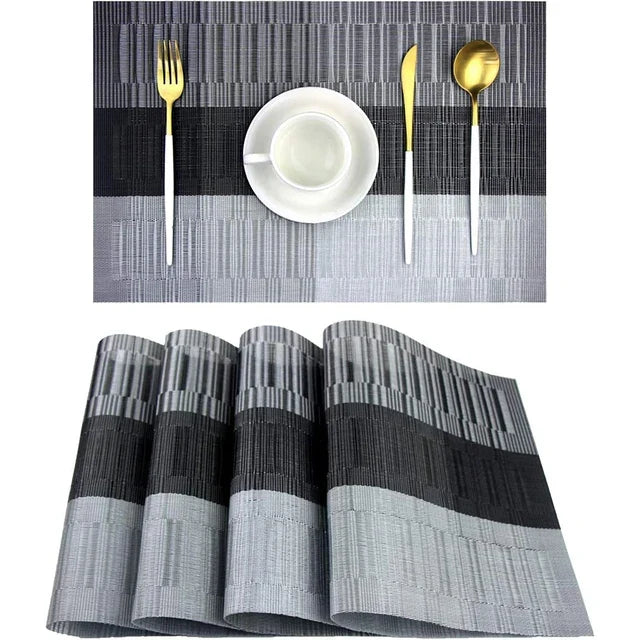 Woven Vinyl Placemats - Washable, Heat Resistant, 30x45 cm, Rectangular, Classic Design 4