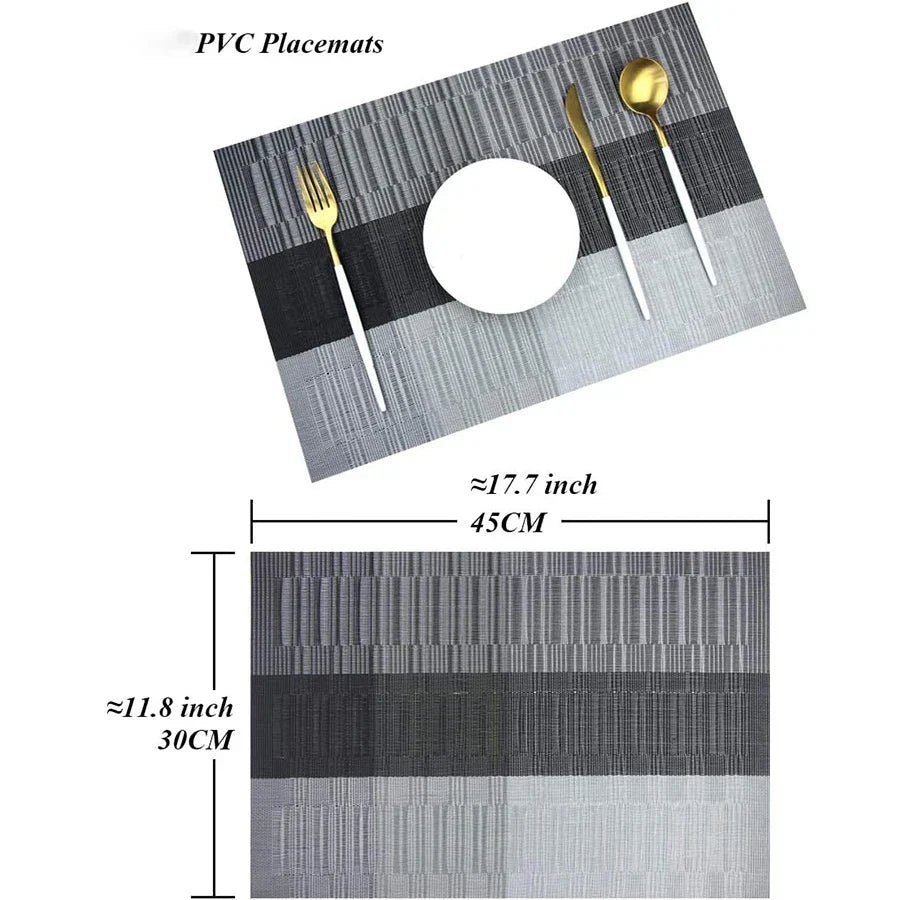 Woven Vinyl Placemats - Washable, Heat Resistant, 30x45 cm, Rectangular, Classic Design 6