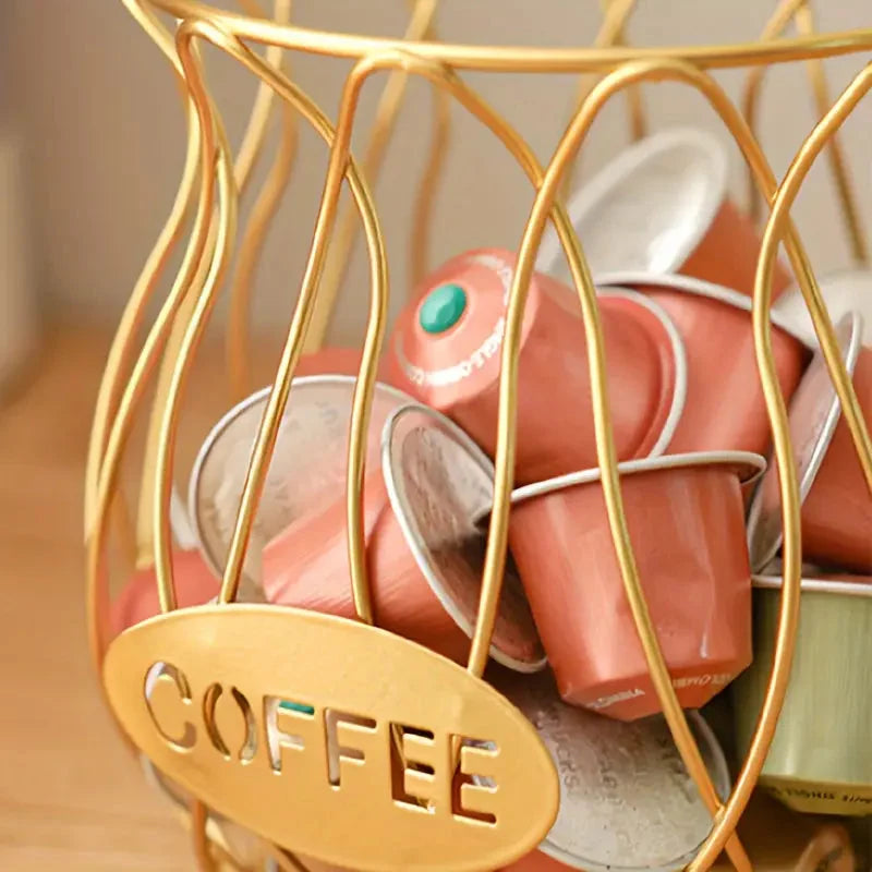 Wrought Iron Coffee Capsule Holder Cup Shape with Handle - Countertop Storage, Rust-Resistant 7