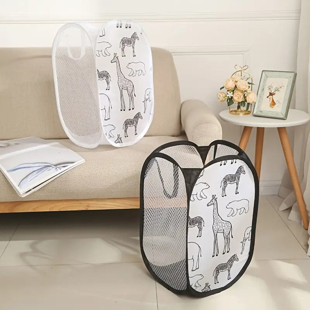 Zylo Animals Laundry Hamper - Foldable Mesh, Lightweight Design 1
