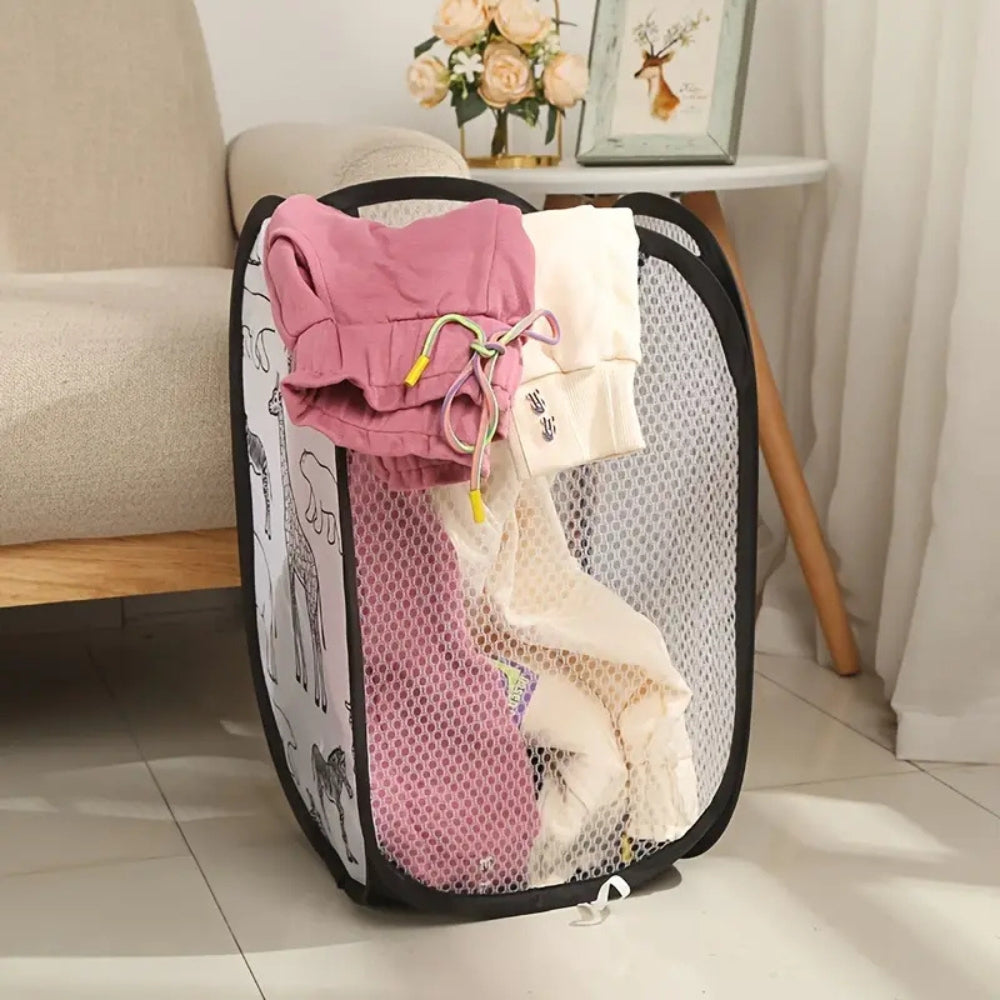 Zylo Animals Laundry Hamper - Foldable Mesh, Lightweight Design 3