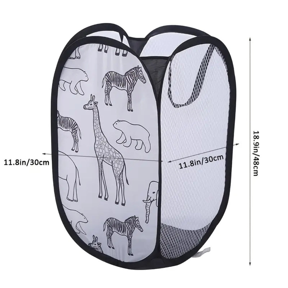 Zylo Animals Laundry Hamper - Foldable Mesh, Lightweight Design 4