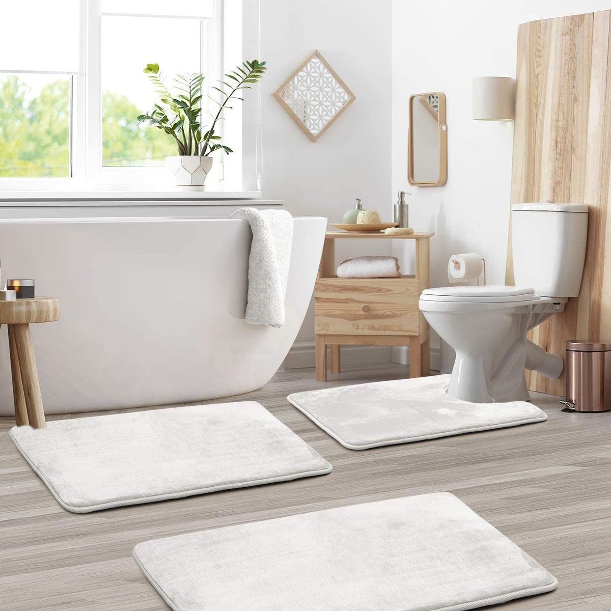 VelvaSoft – Plush Memory Foam Bath Mat Set